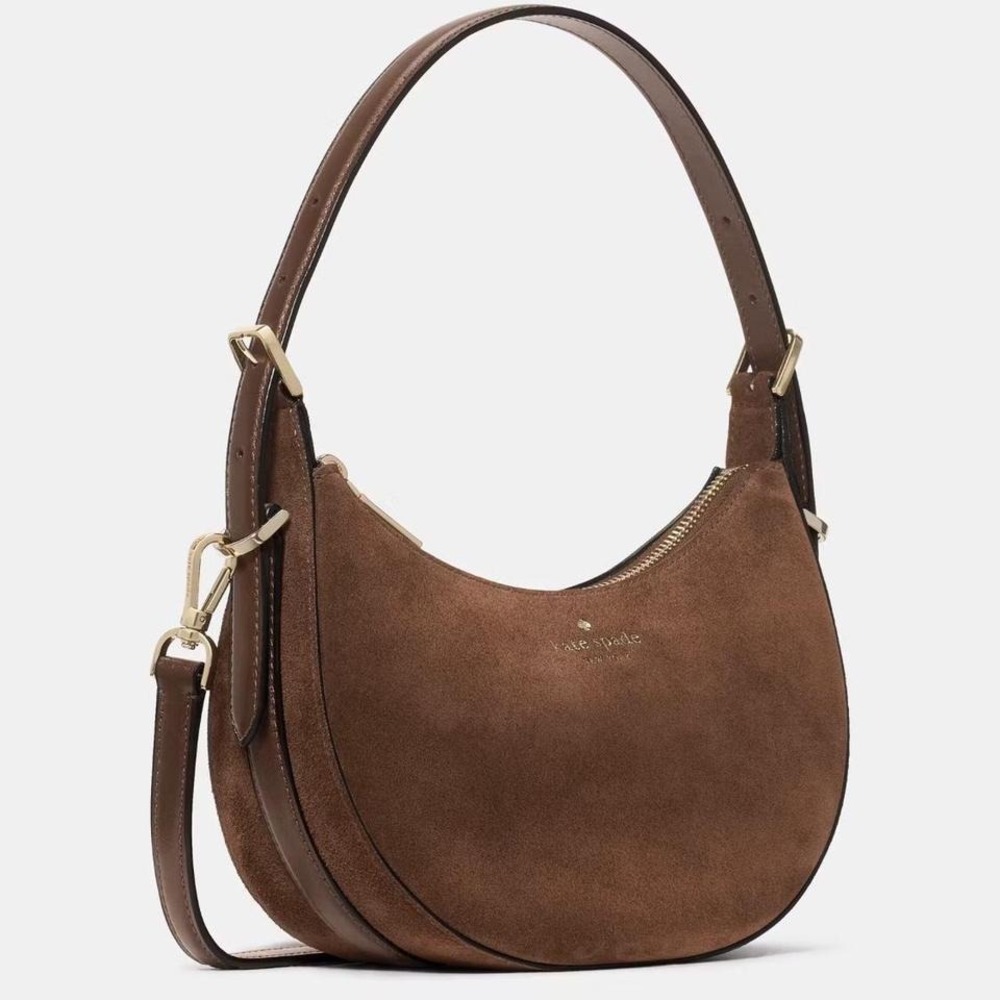 NWT KATE SPADE NY Nova Suede Small Crescent Shoulder Bag